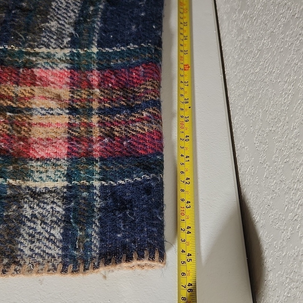 C Open Poncho Sweater Wrap One Size Plaid - Picture 9 of 12